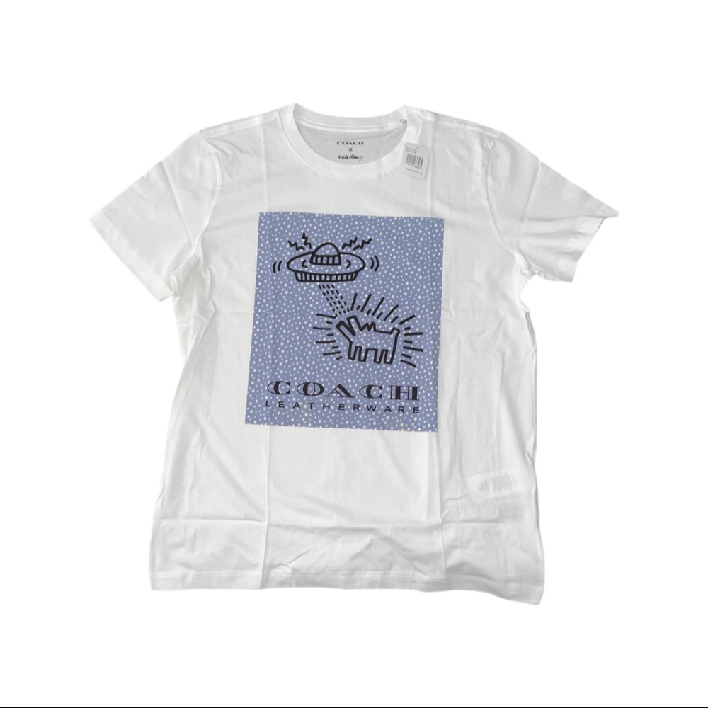 NWT COACH dog print tee size L